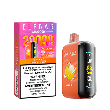 Elfbar GH2000 Punch Ice disposable vape device with fruity punch flavour and cool finish.