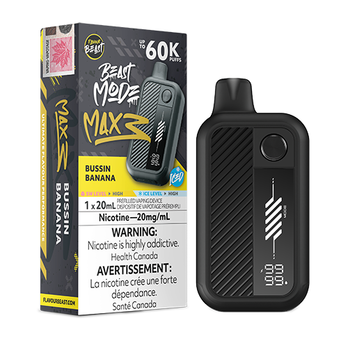 Flavour Beast Mode Max 3 Bussin Banana Iced disposable vape device with banana flavour