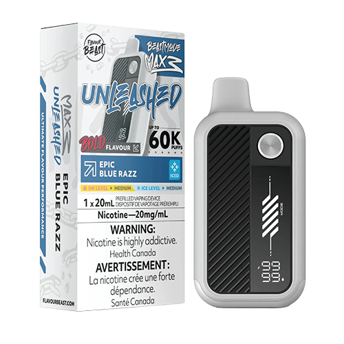 Flavour Beast Mode Max 3 Disposable Epic Blue Razz Iced an electric full-berry flavour with blue sour notes.
