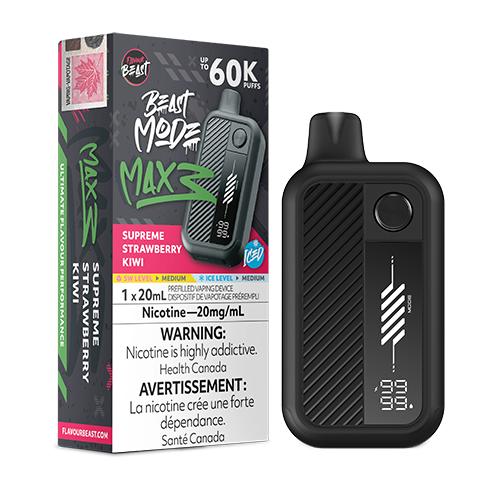Flavour Beast Mode Max 3 Strawberry Kiwi Iced disposable vape with strawberry kiwi flavour.