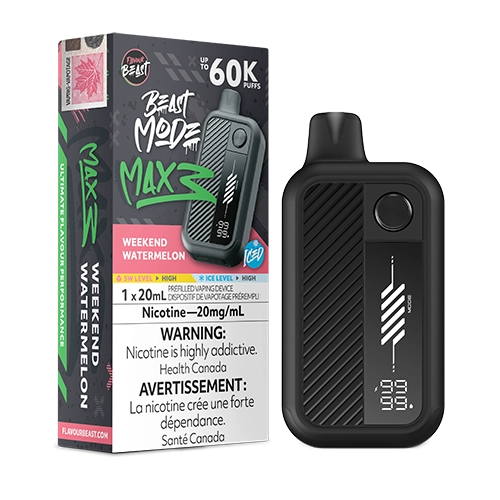 Flavour Beast Mode Max 3 Disposable Weekend Watermelon Ice a fresh watermelon flavour with an icy exhale.