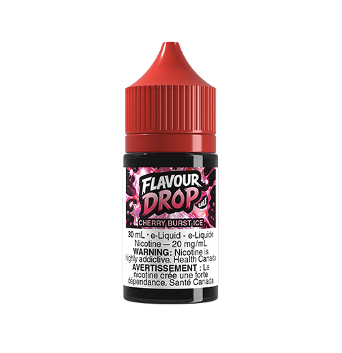Flavour Drop Nic Salt Experience juicy dark cherry flavour with a crisp icy finish in this smooth and refreshing nic salt vape.
