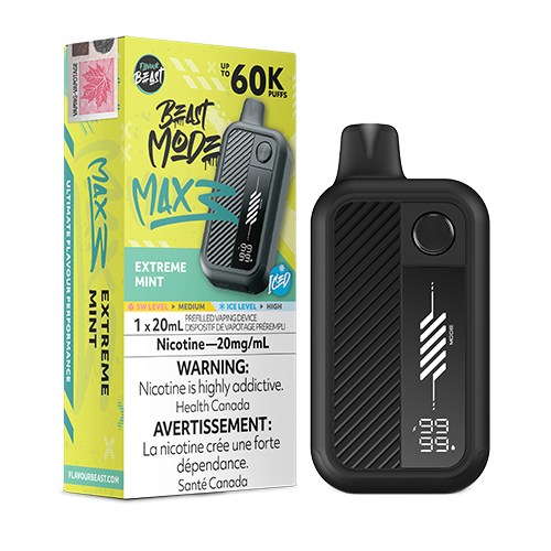 Flavour Beast Mode Max 3 Extreme Mint Ice vape flavour featuring an intensely refreshing mint profile with an ultra-cooling icy finish.