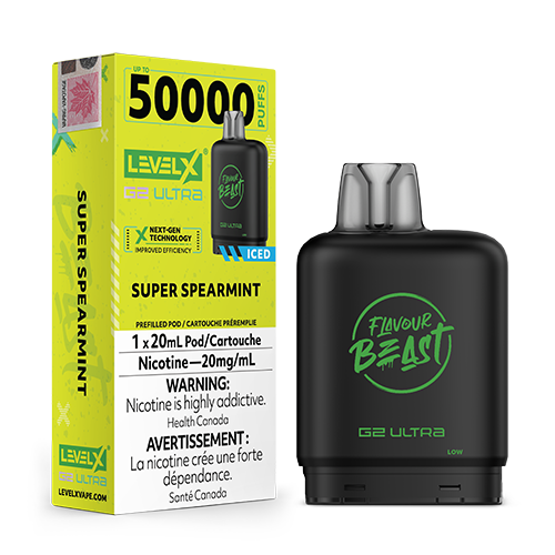 Level X G2 Ultra Pod Super Spearmint Ice an icy spearmint flavour.