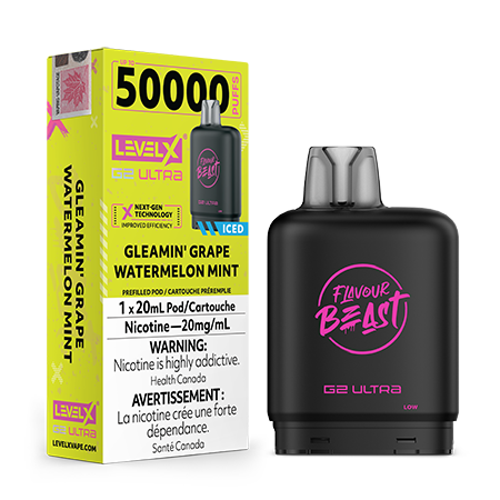 Gleamin-Grape-Watermelon-Mint-Level-X-G2-Ultra-Pod-Flavour-Beast-Toronto-GTA-Vaughan-Ontario-Canada-Wicks-and-Wires-Vape-Shoppe