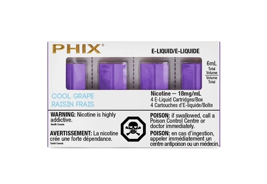 phix vape pods PHIX Pods 4 Pack Cool Grape by MLV Toronto GTA Vaughan Ontario Canada Wicks & Wires Vape Shoppe