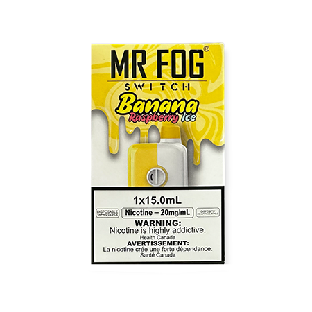 Banana Raspberry Ice Mr Fog Switch Disposable Toronto GTA Vaughan Ontario Canada Wicks & Wires Vape Shoppe