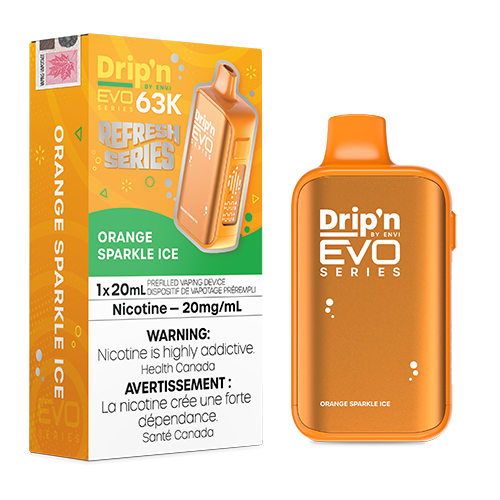 Drip’n EVO 63K disposable vape device with digital display and adjustable airflow design.