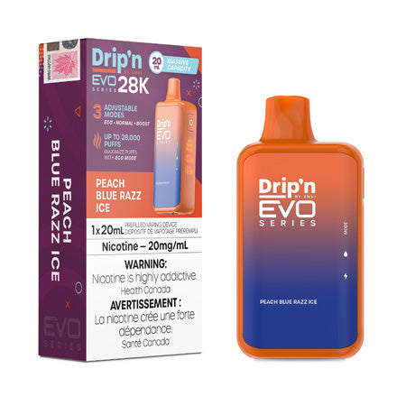 Dripn-EVO-28K-Peach-Blue-Razz-Ice-Toronto-GTA-Vaughan-Ontario-Canada-Wicks-and-Wires-Vape-Shoppe