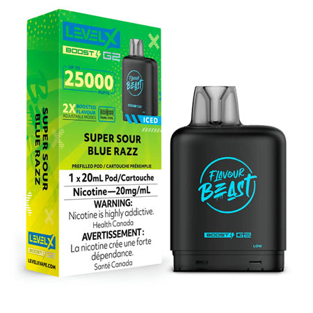 Super Sour Blue Razz Iced by Level X Flavour Beast Boost 25K Toronto GTA Vaughan Ontario Canada Wicks & Wires Vape Shoppe