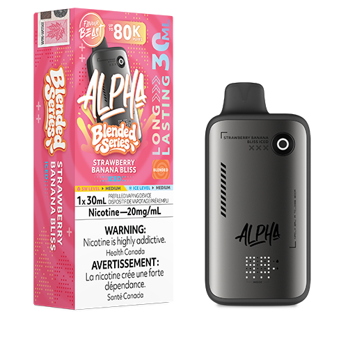 Flavour Beast Alpha disposable Strawberry Banana Ice vape flavour featuring sweet strawberries, creamy banana, and a refreshing icy finish.