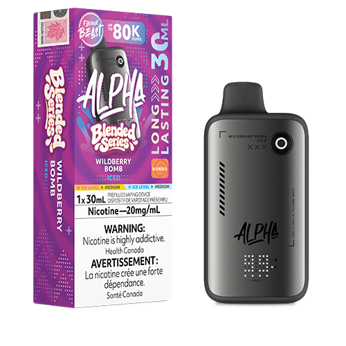 Flavour Beast Alpha Disposable Wildberry Bomb Mixed berry ice vape flavour featuring raspberry, strawberry, blueberry, cherry, and a refreshing icy finish.