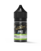 Flavour Beast x 12 Monkeys Kanzi Iced salt nic with a bold watermelon, strawberry, and kiwi blend for a crisp, refreshing finish.