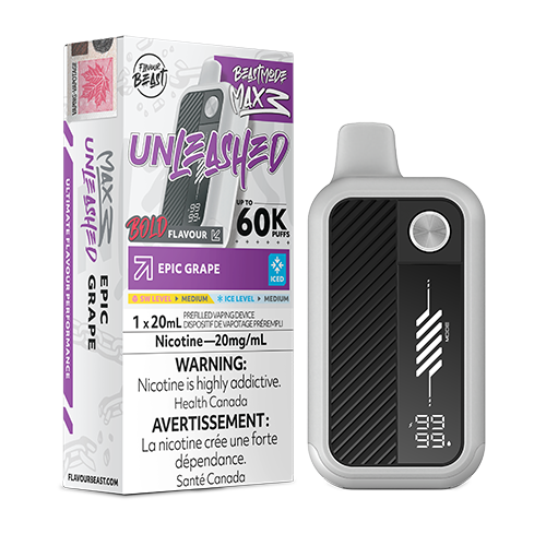 Flavour Beast Mode Max 3 Epic Grape Iced disposable vape with grape flavour.