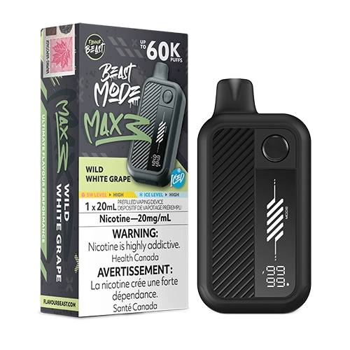 Flavour Beast Mode Max 3 Disposable Wild White Grape Ice vape flavour featuring fresh white grape with an icy finish.