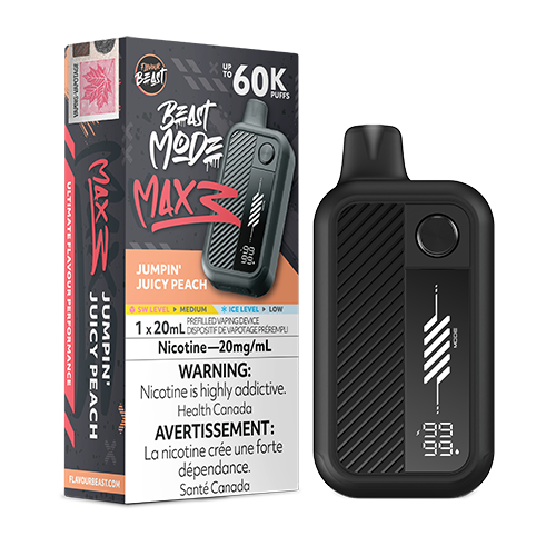 Flavour Beast Mode Max 3 Jumpin Juicy Peach disposable vape device with peach flavour.