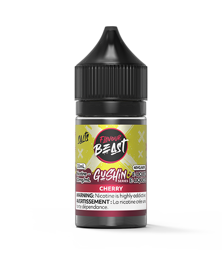 Flavour Beast Gushin Cherry salt nic e-liquid with rich cherry flavour for pod systems