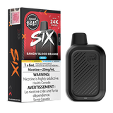 Flavour Beast SIX Bangin' Blood Orange Iced disposable vape device with a tangy blood orange profile for a bold, citrus-packed finish.
