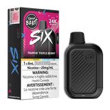 Flavour Beast SIX Trippin' Triple Berry a Blueberry Strawberry Pomegranate vape flavour featuring juicy blueberries, sweet strawberries, and rich pomegranate notes.