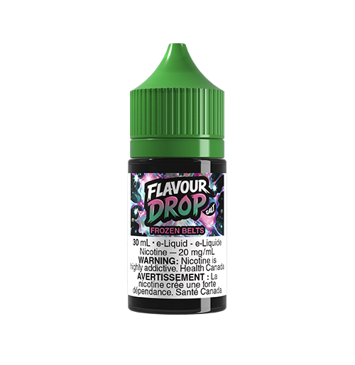 Flavour Drop Frozen Belts salt nic enjoy sweet strawberry and zesty lime flavour with a cool icy finish in this smooth and refreshing nic salt vape. 