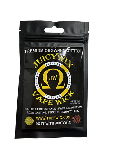 Juicy Wix Premium Organic Cotton for rebuildable vape atomizers and DIY coil wicking.