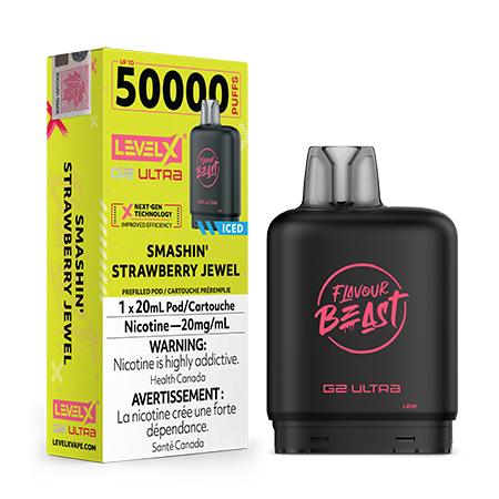 Smashin-Strawberry_Jewel-Ice-Level-X-G2-Ultra-Pod-Flavour-Beast-Toronto-GTA-Vaughan-Ontario-Canada-Wicks-and-Wires-Vape-Shoppe