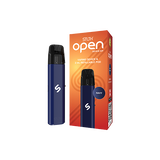 Navy Blue STLTH OPEN refillable pod vape kit with 1000mAh battery and adjustable airflow