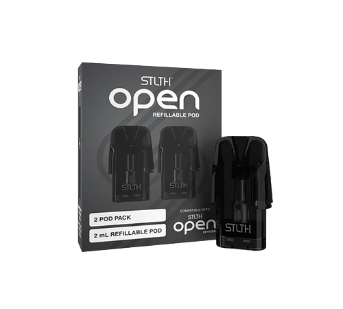 STLTH OPEN Replacement Pod Pack with 2mL refillable pods and integrated 0.4 ohm coils for STLTH OPEN devices.