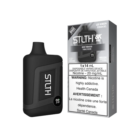 Rich Tobacco STLTH 8K Pro Disposable by STLTH Toronto GTA Vaughan Ontario Canada Wicks & Wires Vape Shoppe