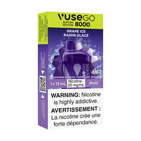 Grape Ice  by Vuse Go 8000  Toronto GTA Vaughan Ontario Canada Wicks & Wires Vape Shoppe
