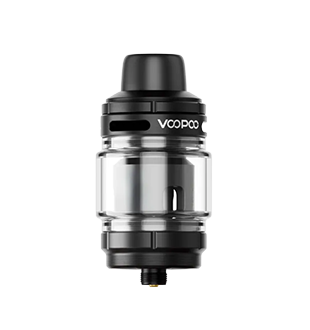 Black VOOPOO UFORCE-X Tank II 5mL sub-ohm vape tank with adjustable airflow and PnP X coil compatibility.