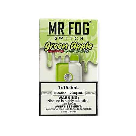 Green Apple Raspberry Watermelon Ice Mr Fog Switch Disposable Toronto GTA Vaughan Ontario Canada Wicks & Wires Vape Shoppe